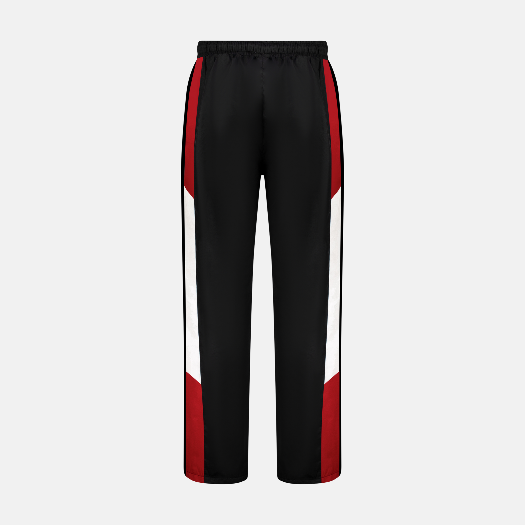 Red Windbreaker Pants with black and white side stripes