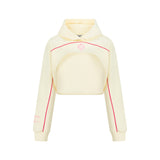 Bullseye Cropped Hoodie - Cream / Pink