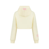 Bullseye Cropped Hoodie - Cream / Pink