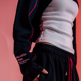 Bullseye Cropped Hoodie - Black / Pink