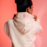 Bullseye Cropped Hoodie - Cream / Pink