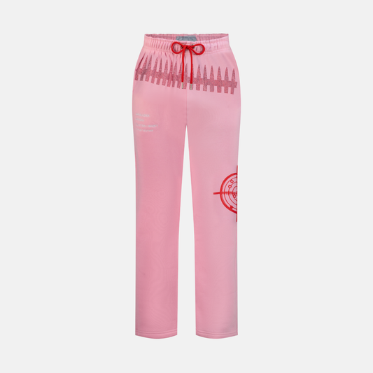 VALENTINE SWEATPANTS in pink with red drawstring and red graphic details