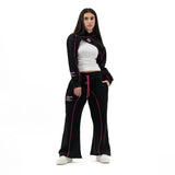Bullseye Cropped Set in black with pink accents