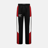 Windbreaker Pants in red, black, and white with INTERLUDEX APPAREL logo
