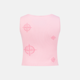 Pink Rib Tank Top with target graphics on the back