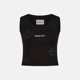 Charcoal Rib Tank Top with Interludex logo and target graphics
