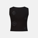 Charcoal Rib Tank Top with target graphics on the back