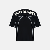 Origin Jersey - Black with white INTERLUDE X text across the shoulders and white piping